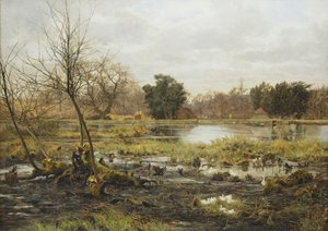 Lantlig scen, Frank Walton (olja på duk) av Frank Walton