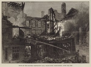 Ruinerna av Scottish Corporation Hall, Crane-Court, Fleet-Street, efter branden
