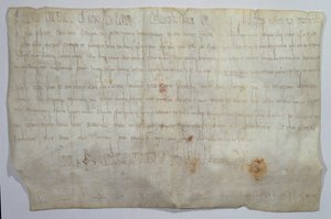 Dokument signerat av kejsar Karl den store (742-814) med hans monogram (pergament) av Frankish School
