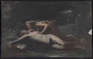 Pyramus och Thisbe, ca 1875 (olja på trä)