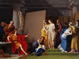 Zeuxis väljer sina modeller för bilden av Helen bland flickorna i Croton, ca. 1790.