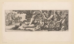 Triumf av Galatea med Herkules och allegoriska figurer på stranden Mytologiska figurer vid vattnet (serietitel) av François Bignon (attributed to)