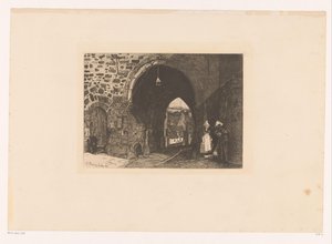 Gezicht op de Porte de St. Malo te Dinan Tio etsningar, tecknade och graverade av F. Bonvin, Målare (serietitel) av François Bonvin