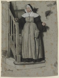 Antagningsbrevet, inre av ett kloster, ca. 1867. av François Bonvin