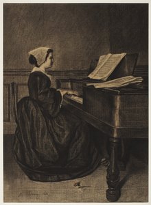 Kvinna vid Spinet av François Bonvin