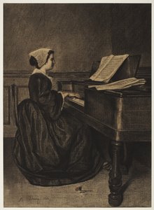 Kvinna vid Spinet, 1860. av François Bonvin