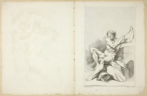 Academic Naken (recto och verso), från Second Book of Academic Figures delvis graverad av professorerna vid Royal Academy av François Boucher