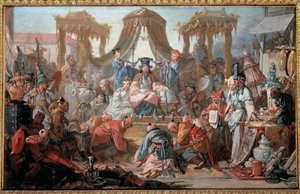Kinesiska kejsarens publik Undersåtarna lutar sig framför kejsaren. Målning av Francois Boucher av François Boucher