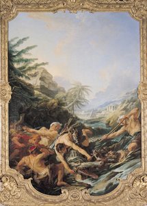 Krokodiljakt (olja på duk) av François Boucher