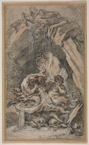 Fontän med två Tritons som blåser snäckskal av François Boucher