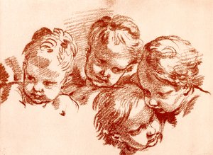 Fyra studier av barnhuvuden av François Boucher