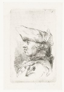 Mannens huvud med tricorne Svit med mindre genrestycken och rubriker (serietitel) av François Boucher