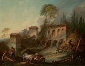 Imaginärt landskap med Palatinen från Campo Vaccino, 1734. av François Boucher