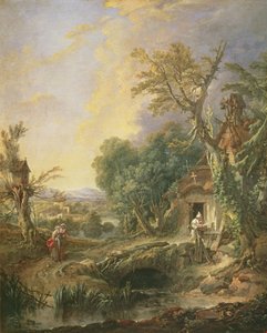 Landskap med eremit, 1742 av François Boucher