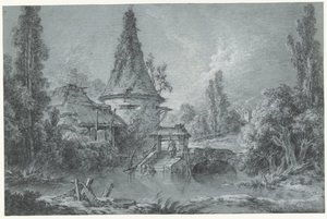 Landskap med ett torn, nära Beauvais av François Boucher