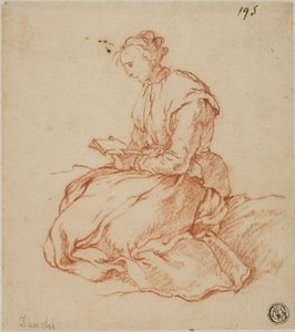 Sittande kvinna som läser av François Boucher