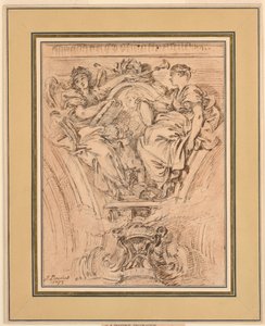 Spandrel Dekoration: Berömmelse och sanning applåderar Louis XV av François Boucher