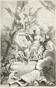 Gracerna på Watteaus grav av François Boucher