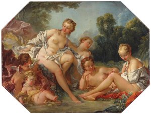 Venus i hennes bad omgiven av nymfer och amoriner, c.1740-50