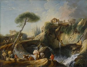 Vy över Tivoli med Vestas tempel, c.1749 av François Boucher