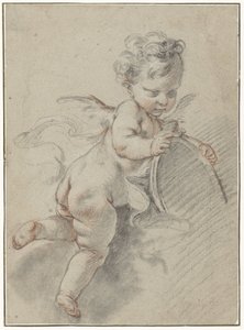 Flytande putto med toalettspegel av François Boucher