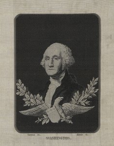 George Washington, ca 1876 (jacquardvävväv-vävt siden på pappersmatta med dekoration av kopparlegering) av François Carquillat