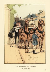 Fashionabla vagnar på Boulevard des Italiens, vänster sida av François Courboin