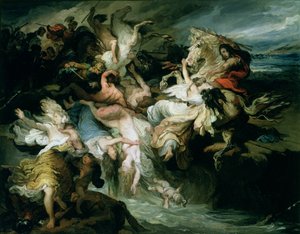 Teutonernas och Kimbrernas nederlag av Gaius Marius (ca 157-86 f.Kr.) (olja på papper på duk)