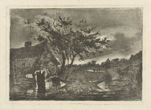 Flodlandskap med gård