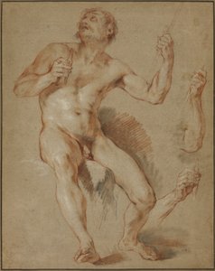 Hercules Sittande, studera för Hercules och Omphale
