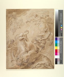 The Immaculate Conception, c.1700-37 (bläck, tvätt & gouache på papper) av François Lemoyne