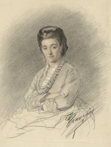 Sittande dam med armarna i kors av François Louis Français (signed by artist)