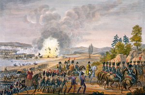 Den franska reträtten efter slaget vid Leipzig, Tyskland, den 19 oktober 1813