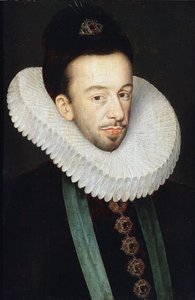 Porträtt av Henrik III av Frankrike, kung av Polen och storhertig av Litauen par Quesnel, Francois (1543-1619). Olja på trä, storlek: 37x25,5