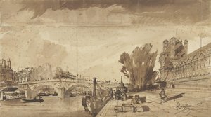 Seinen och Pont Royal; till höger Pavillon de Flore och en flygel av Louvren av François Victor Sabatier