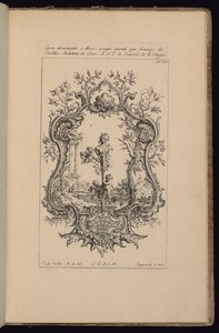 Kartusch med kvinnlig byst, Livre d’ornaments (Ornamentsboken) av François de Cuvilliés the Elder