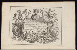Patron med porträttbyst, bok med oregelbundna patroner av François de Cuvilliés the Elder