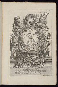 Patron med två lejon och ett chiffer, bok med patroner för olika användningsområden av François de Cuvilliés the Elder