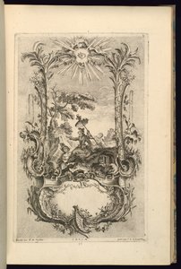 Design för Cartouche med stora och små fack av François de Cuvilliés the Elder
