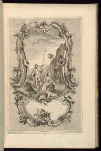Design för Cartouche med stora och små fack av François de Cuvilliés the Elder
