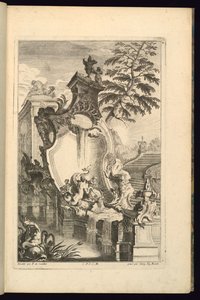 Design för fontän med Putto Riding a Dolphin