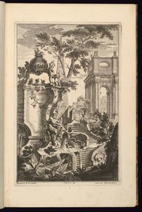 Design för Fountain with a River God av François de Cuvilliés the Elder