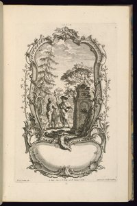 Design för en kartusch med stora och små fack av François de Cuvilliés the Elder