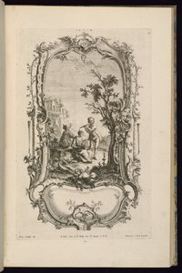 Design för en kartusch med stora och små fack av François de Cuvilliés the Elder