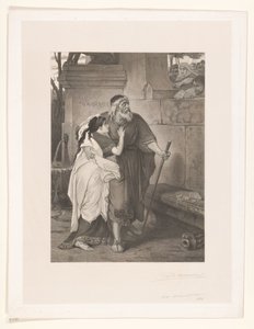 Blind Oidipus ledd av Antigone av François de Meersman (signed by artist)