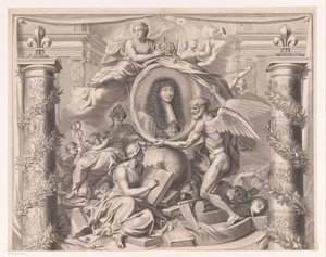 Allegoriskt porträtt av Ludvig XIV (övre delen) av François de Poilly (I)