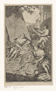 Allegorie op de meetkunde Titelsida för: Pomponius Mela en Abraham Gronovius, Pomponii Melae de situ orbis libri III, 1782