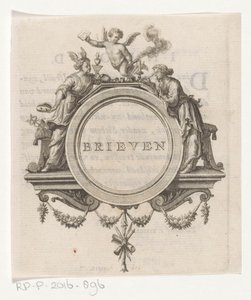 Allegorisk gestalt och skrivande kvinna Bokstäver (titel på objekt)