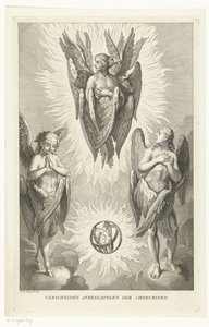 Tre serafer i olika skepnader Flera bilder av Cherubines (titel på objekt) av François van Bleyswijck