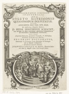 Minerva lauwert schrijver Titelsida för: Johannes Carolus de Roo, Dissertatio juridica inauguralis, ad tit. ff. efter ett upplöst äktenskap, hur hemgift begärs, 1722